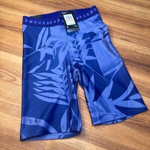 Under Armour Women's Sz S HeatGear Compression Bike Short MFO PRT purple Pattern